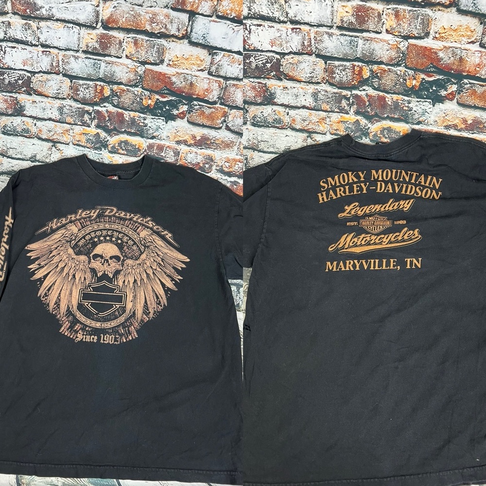 Harley Davidson Legendary Distressed Long Sleeve Black Tennessee XL
